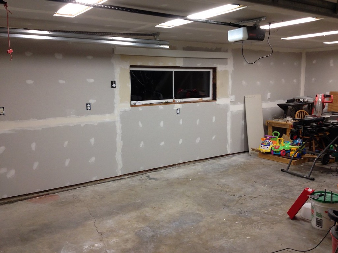 Drywall sheets hung on framing
